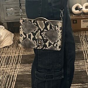 Catherine Malandrino Black and Gray Snake Print Crossbody Bag